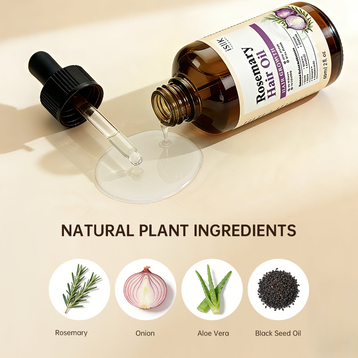 iSilk Rosemary Hair Oil - Natural Scalp Nourishing Oil for Haircare Moisture